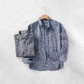 Casual Polo Collar Long Sleeve Loose Men's Linen Shirt