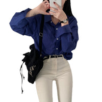 Solid Color Loose And Simple Shirt Casual Base White Shirt