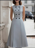 2026 New Yaxu Double Breasted Waist Cinched Commuting Dress