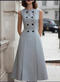 2026 New Yaxu Double Breasted Waist Cinched Commuting Dress
