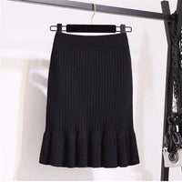 Knitted Skirt With Ruffled Hem High Waist And A Fitted Mermaid Silhouette