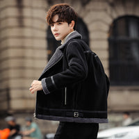 Men's Fleece-lined Thickening Trendy Fashionable Warm Jacket