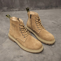 Hidden Heel Platform Retro Men's Leather Boots