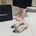 Pointed And Gentle Artistic Slippers With Temperament, Caring Fashion, Versatile High Summer Rhinestones