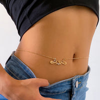 Sexy Heart-shaped Diamond Letter Single-layer Waist Chain