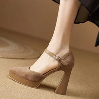 Womens Closed-Toe High-Heel Sandals With Chunky Heels