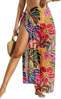 Women's Sheer Sarong High-Slit One-Size Swimsuit Cover-Up