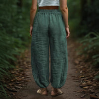 Elastic-waist Drawstring Pants With Patch Pockets And A Lantern-leg Silhouette