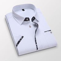 Men's New Short-sleeved Shirt Korean Fashion Casual Slim Print Plus Size Fashion