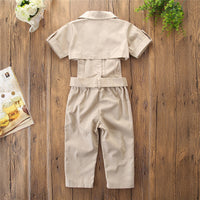 Summer leisure girls apricot overalls