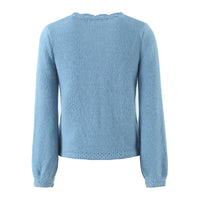 Crocheted Puff Sleeve Knitted Cardigan