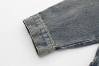 Retro Workwear Pocket Zipper Denim Clothes Jacket Spring And Autumn