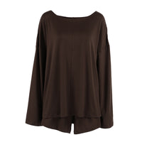 Milk Silk Crew-Neck Knitted Long-Sleeve Shorts Set Casual Loungewear