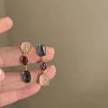 Asymmetric Colored Gemstone Silver Pin Vintage Clash Earrings