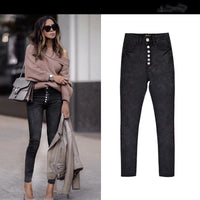 Buttoned denim trousers
