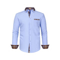 Color Matching Casual Long Sleeve Men's Shirt Slim Fit Plaid Collar