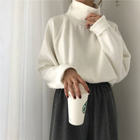 Women's Pure Color All-matching Half-high Collar Long Sleeves Top