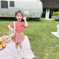 TAO. CATkids Girls Set New Children's Summer Grid Girl Korean Air Set