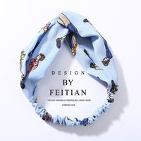 Fabric cross-knotted bow chiffon floral headband