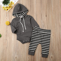 Children's Cotton Sweater Top Striped Pants Suit