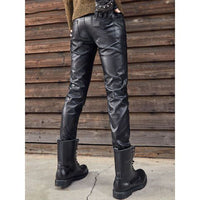 New Arrival Genuine Leather Retro  Slim Fit Biker Pants