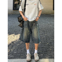 Summer Denim Shorts Men's And Women's Straight American Retro Washed