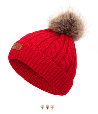 Cute wool ball knitted hat