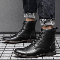 Men's Martin Boots Men's Shoes Pointed Toe Retro Leather Boots