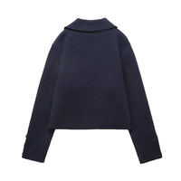 Women's Lapel Double Breasted Knitted Short Coat