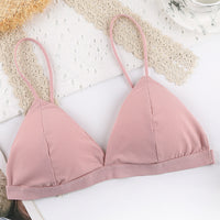 Triangle cup non-wireless bra ultra-thin silky gather