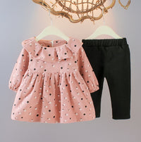 Girls' winter Plush 3-piece suit 6-month-old girl baby boom children's suit
