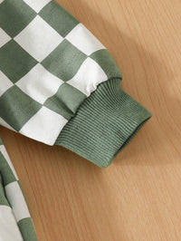 Baby Triangle Jumpsuit Chessboard Plaid Pullover Sweater
