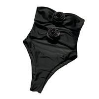 Womens Sexy Hollow-Out Rose Floral One-Piece Swimsuit Bikini
