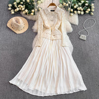 French Chic Lace-Patchwork Notch-Neckline Formal Dress