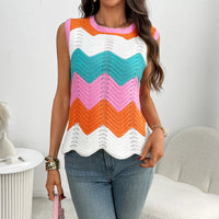 Summer Crew-Neck Knitted Top Dopamine Short Sleeves