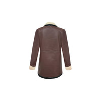 Faux Suede Zipper Composite Fur Integrated Turn-down Collar Coat