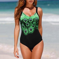 Feather positioning print bikini