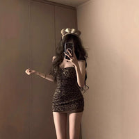 Spicy Girl Leopard Print Halter Strap Dress Women