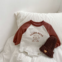 Half High Collar Baby Cotton Long Sleeved Romper With Wooden Ear Edge
