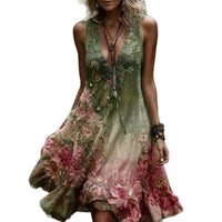 Womens Fashion Casual Printed Sleeveless Dress