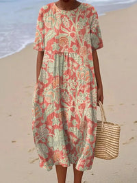 Women's Crew-Neck Printed Casual Fashion Dress