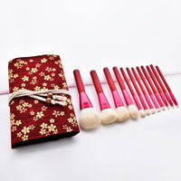 12pcs red makeup brushes