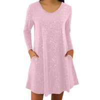 Fashionable Round-neck Long-sleeve Sequin Dress