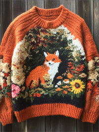 Womens Retro, Loose-Fit AutumnWinter Crew-Neck Pullover Sweater In A Faux-Wool Style, Inspired By European And American Styles