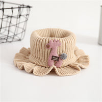 Pure Color Wool Knitted Cartoon Children's Scarf