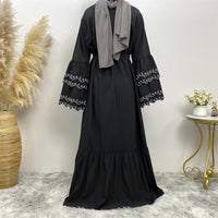 Fashionable Petal Sleeve Dress With Embroidery And Slim Fit