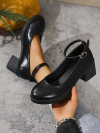 Womens Roundtoe Lowcut Chunkyheel Shoes