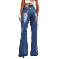 All-match Mid-waist Washed Skinny Denim Trousers