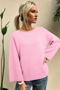 Women's Crew-neck Pullover Loose-fit Solid-color Long-sleeve Sweater