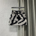Women's High Waist Denim Skirt With Frayed Edges